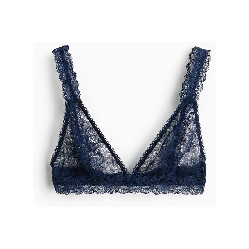 H&M - Měkká krajková podprsenka - modrá 114533284