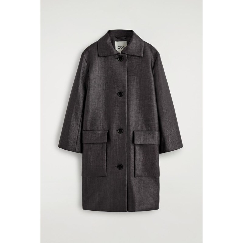 H&M - TEXTUROVANÝ JEDNOBREASTED KABÁT - šedá 114559724