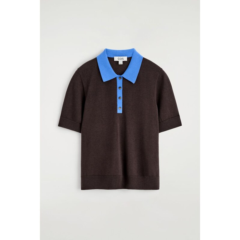 H&M - ZKRÁCENÉ POLO TRIČKO S VLNĚNOU SMĚSÍ - hnědá 114559748