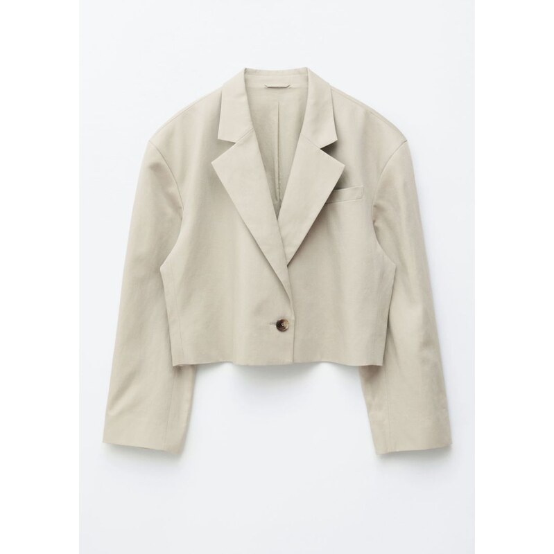 H&M - Krátké sako z vlny a lnu - béžová 114585293