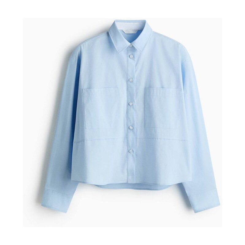 H&M - Bavlněná košile Relaxed Fit - Bleděmodrá