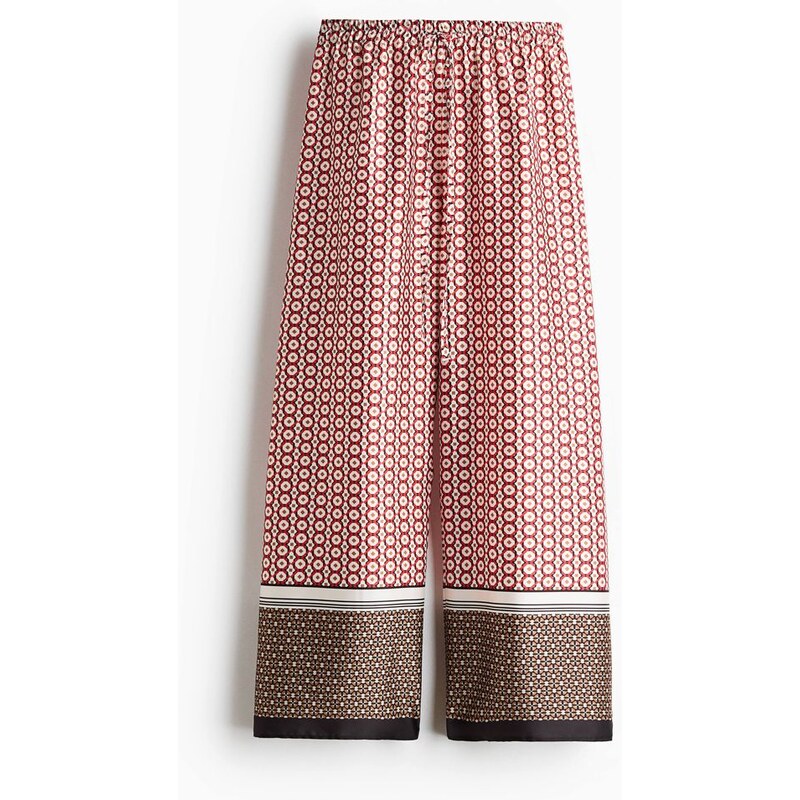 H&M - Kalhoty se stahovací šňůrkou - Červená/Vzor