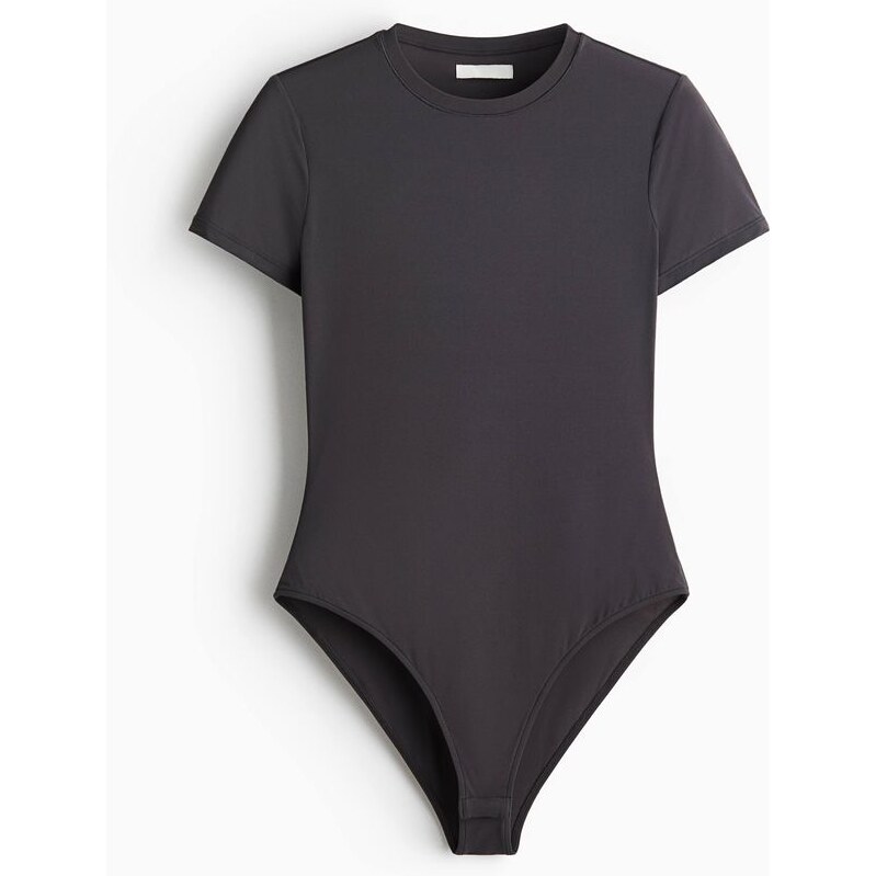 H&M - Body z mikrovláknas krátkým rukávem - šedá 114609053