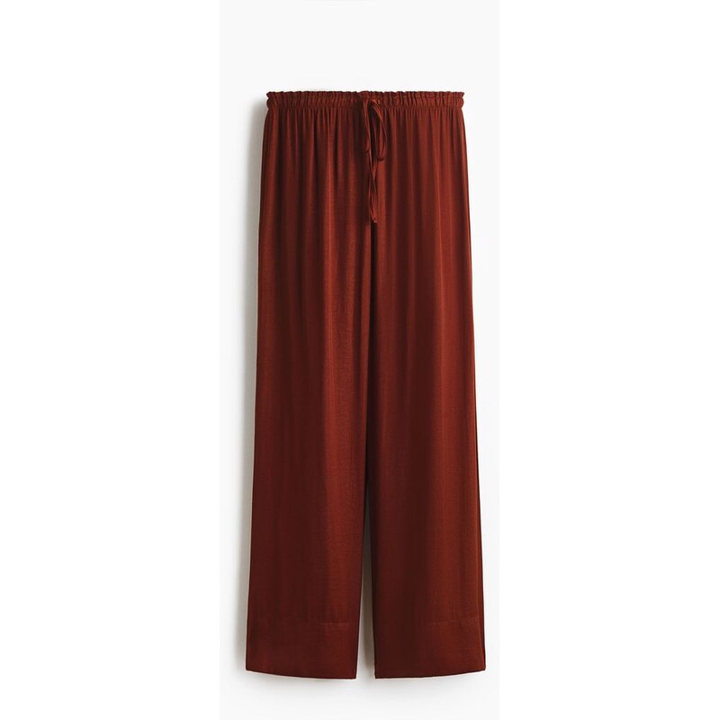 H&M - Wide drawstring trousers - Rezavě Hnědá