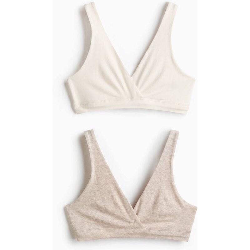 H&M - MAMA Bavlněná podprsenka na kojení 2 kusy - béžová 114609188
