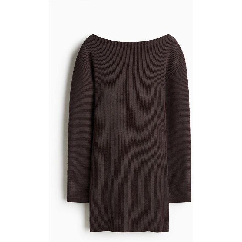 H&M - Šaty z žebrovaného úpletu - Tmavě Hnědá