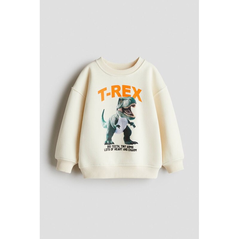 H&M - Mikinas potiskem - Krémová/Tyranosaurus Rex