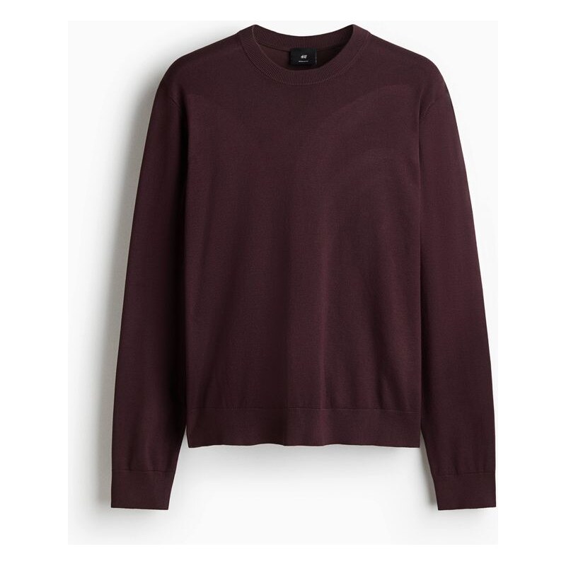 H&M - Svetr z jemného úpletu Regular Fit - Tmavá Švestkově