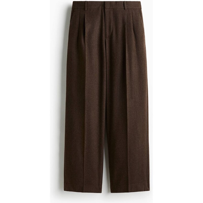 H&M - Elegantní kalhoty Loose Fit - Hnědá