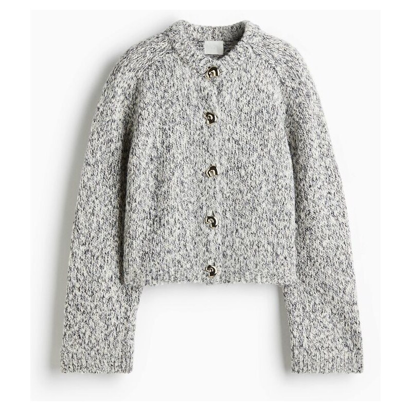 H&M - Krátký propínací svetr - béžová 108729832