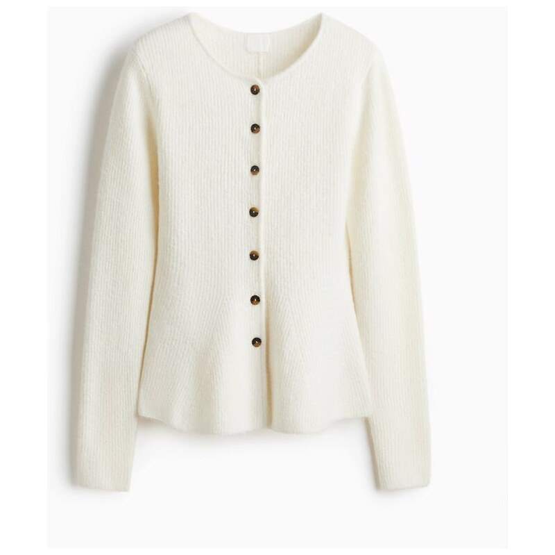 H&M - Svetr z žebrovaného úpletus rozšířením peplum - béžová 109112595