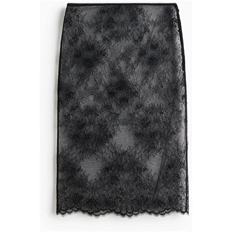 H&M - Krajková sukně midi - Černá