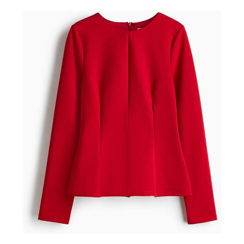 H&M - Žerzejový top peplum - červená 109586123