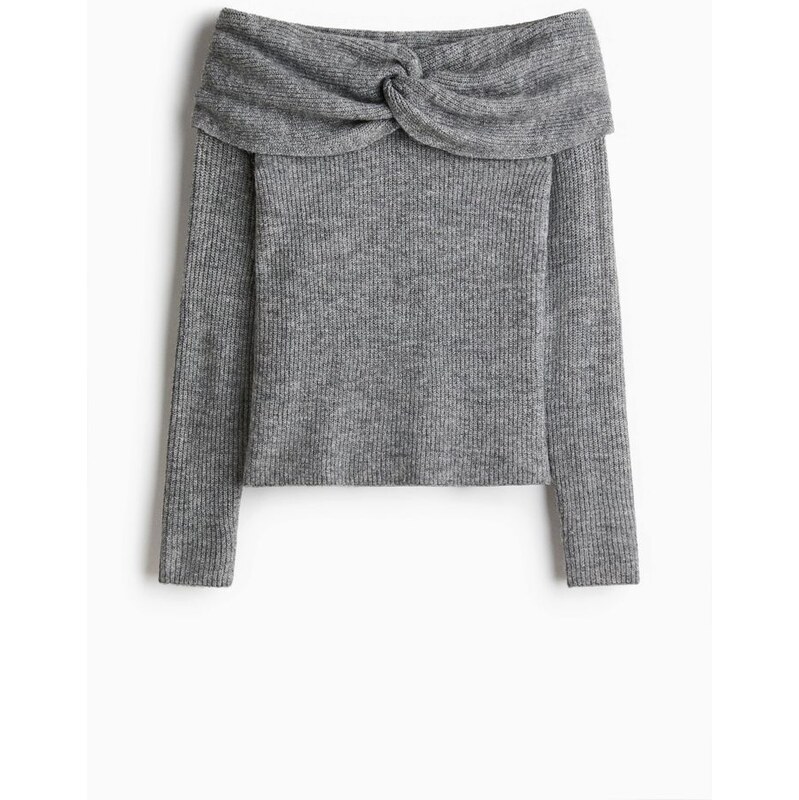 H&M - Svetr odhalující ramena - šedá 110363171