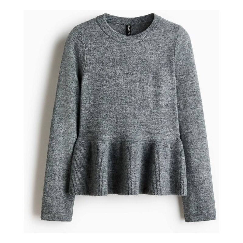 H&M - Svetr peplum - Šedý Melír
