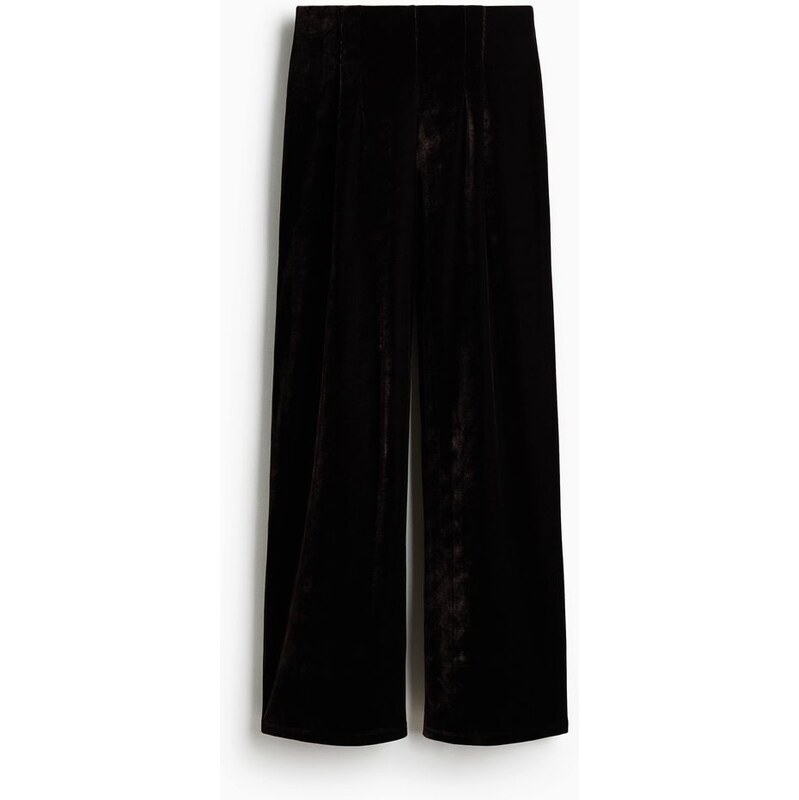 H&M - Velurové kalhoty - Tmavě Hnědá