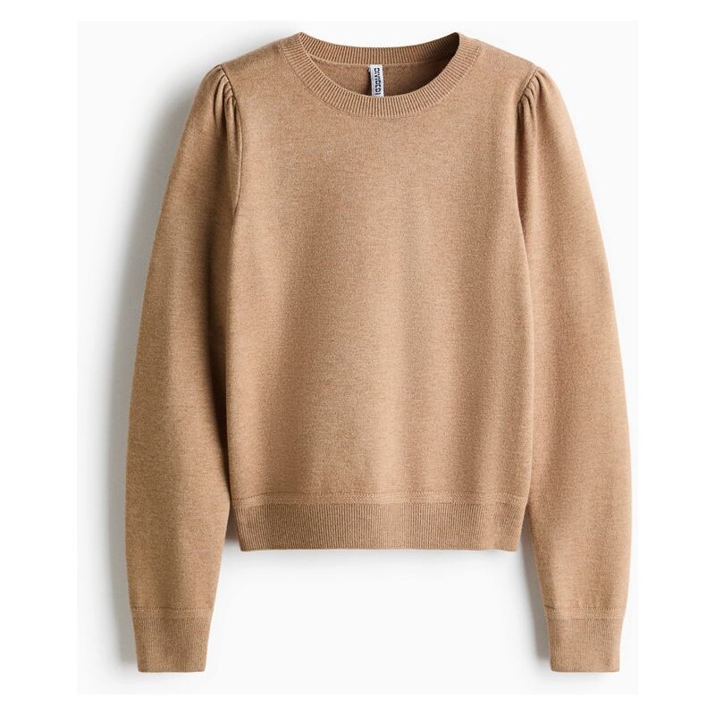 H&M - Svetrs nabíraným rukávem - béžová 110991490