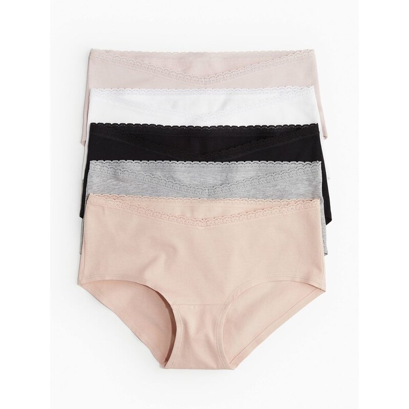 H&M - MAMA Kalhotky hipster 5 kusů - Světle Béžová/Bílá/Černá