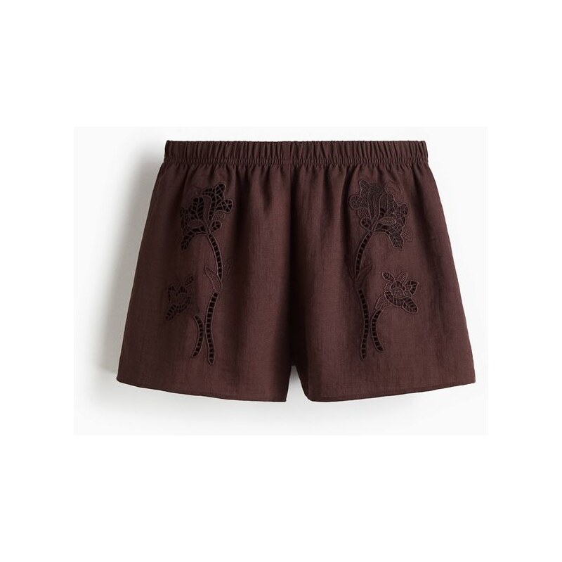 H&M - Šortkys madeirou - Tmavě Hnědá