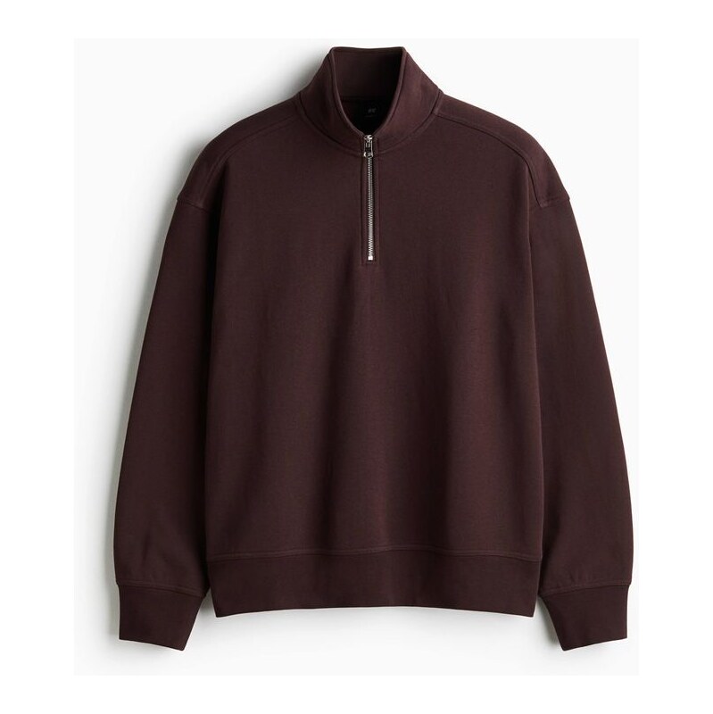 H&M - Mikinas horním zipem Loose Fit - Tmavá Švestkově Fialová