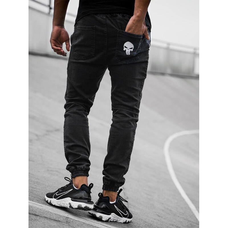 Džínové joggery Marvel Punisher Small černé mramorované