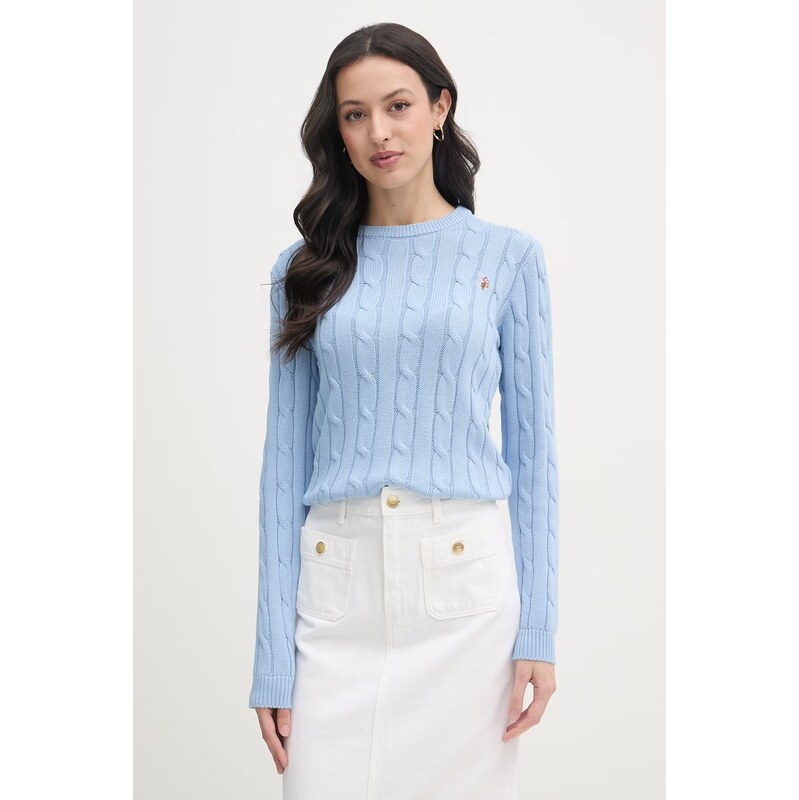 U.S. Polo Assn. svetr dámský bavlněný CREW NECK CABLE