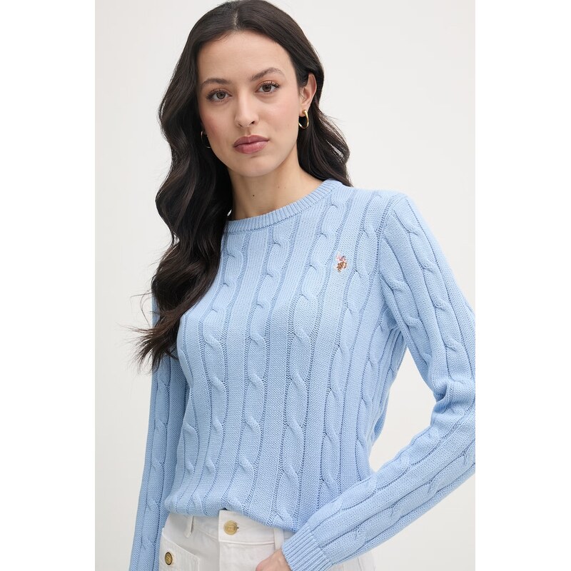 U.S. Polo Assn. svetr dámský bavlněný CREW NECK CABLE