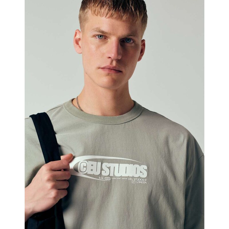 ASOS DESIGN heavyweight oversized t-shirt with front print in