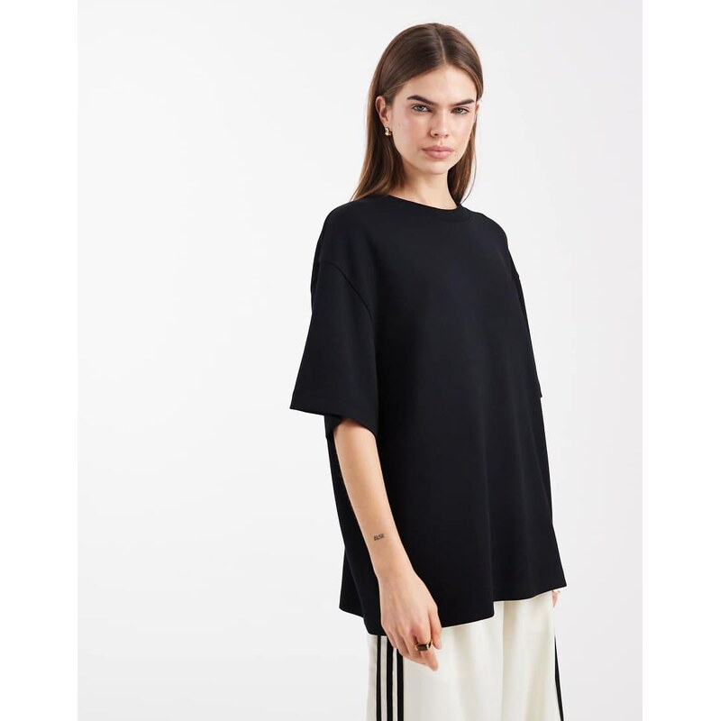 ASOS DESIGN soft touch cupro oversized t-shirt in black