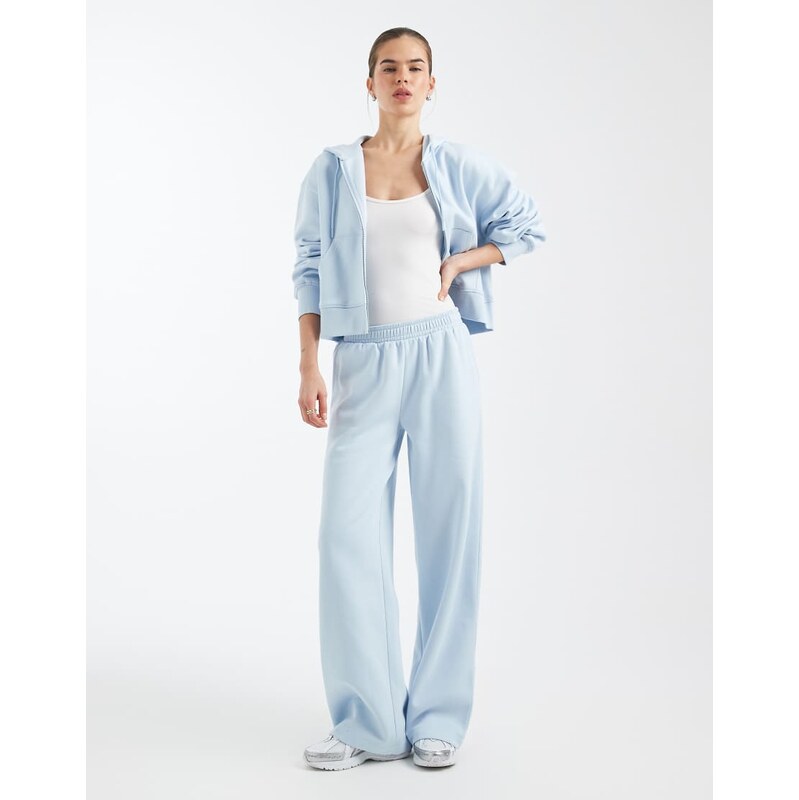 ASOS DESIGN wide leg brushback jogger in baby blue 115517323