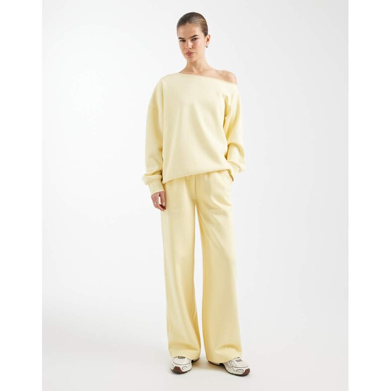 ASOS DESIGN off shoulder brushback sweatshirt in yellow