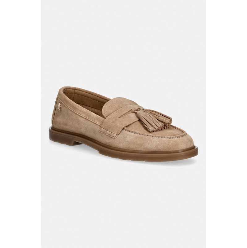 Tommy Hilfiger mokasíny dámské semišové LIGHT SUEDE TASSEL LOAFER