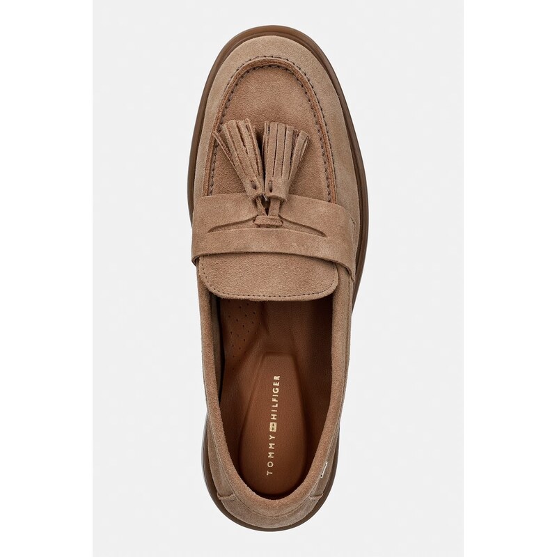 Tommy Hilfiger mokasíny dámské semišové LIGHT SUEDE TASSEL LOAFER