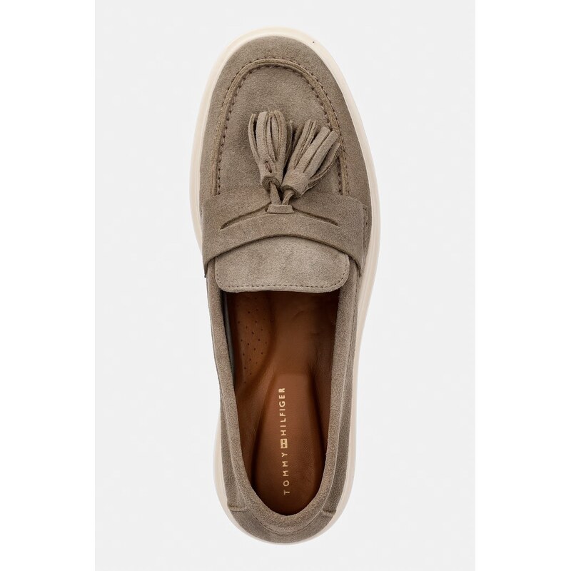 Tommy Hilfiger mokasíny dámské semišové LIGHT SUEDE TASSEL LOAFER