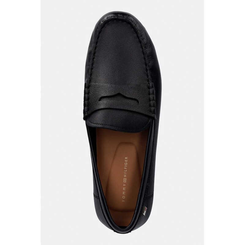 Tommy Hilfiger mokasíny dámské kožené FLAG LEATHER DRIVER LOAFER