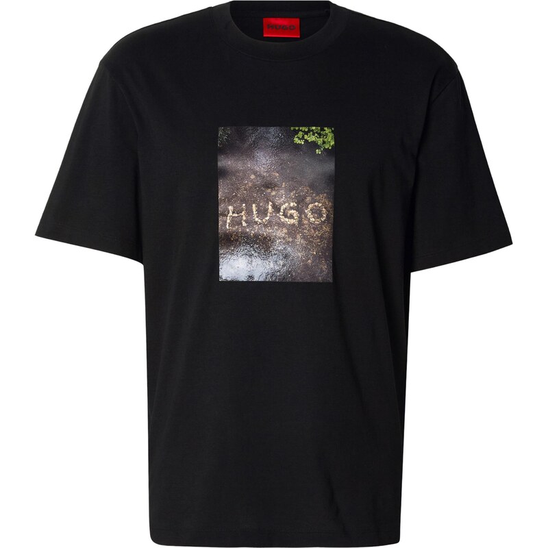 HUGO Tričko Doreston modrá / hnědá / zelená / černá