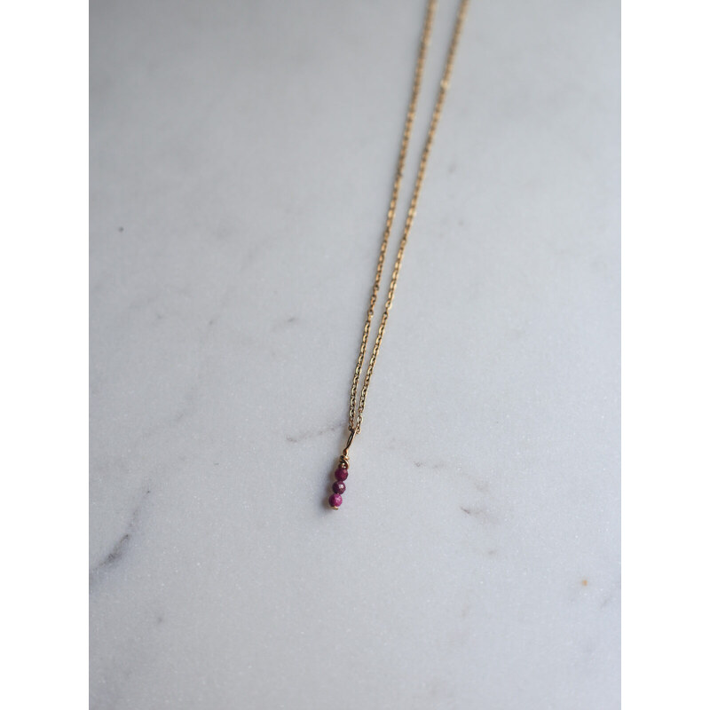 MINILE Řetízek Simple s Rubínem 14K