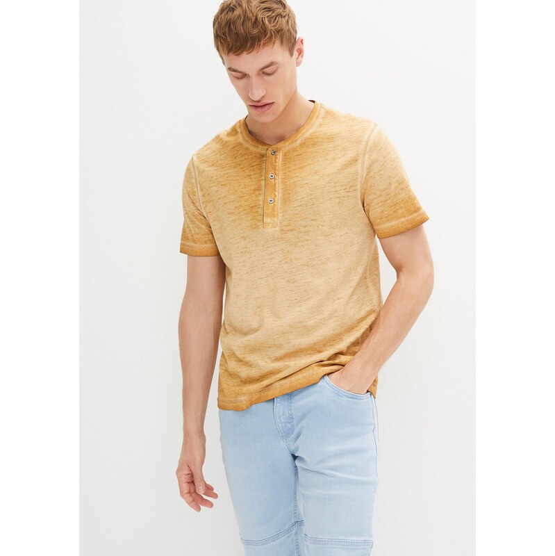 bonprix Henley tričko z čisté organické bavlny se sepraným