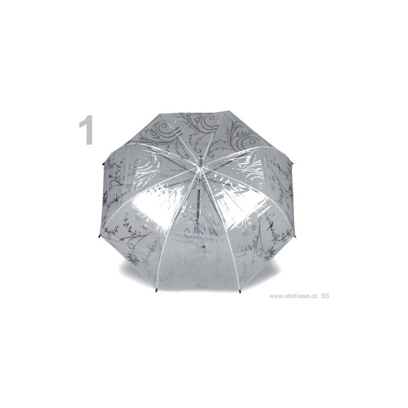 Dámský průhledný vystřelovací deštník (1 ks) - 1 Gull Gray Stoklasa