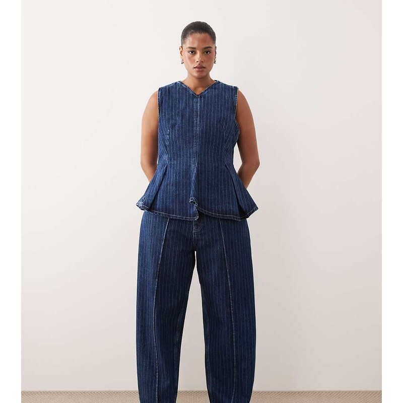 ARRANGE Curve Clover front seam detail jean co-ord in washed blue 115549861
