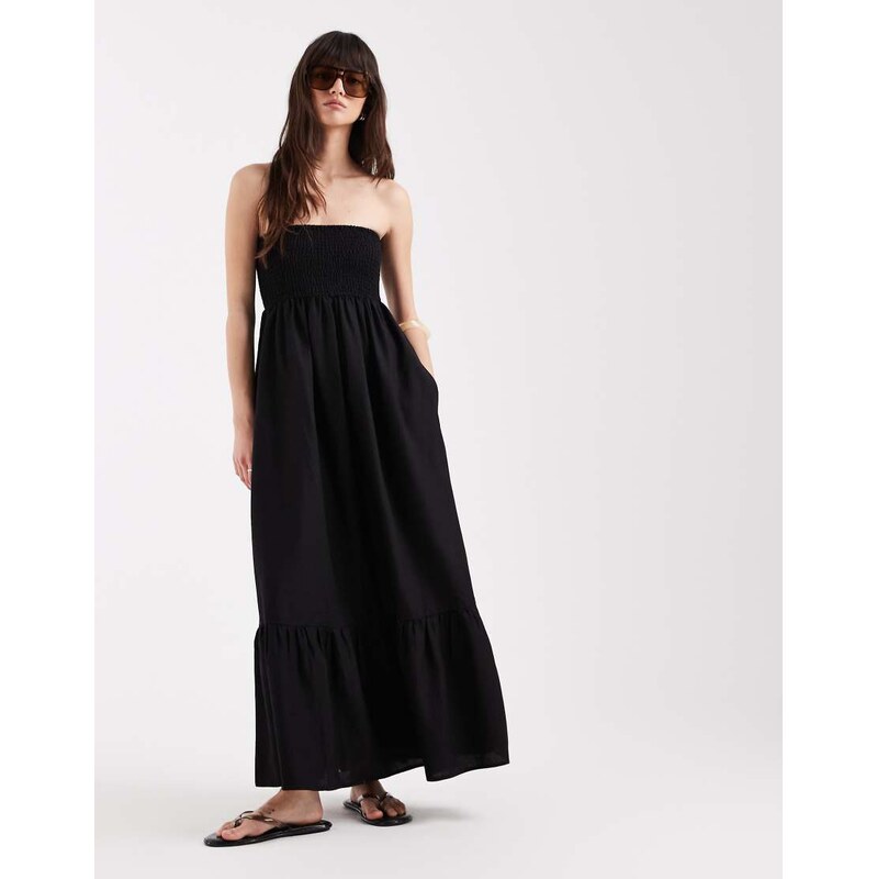 AWARE boho bandeau maxi dress in black
