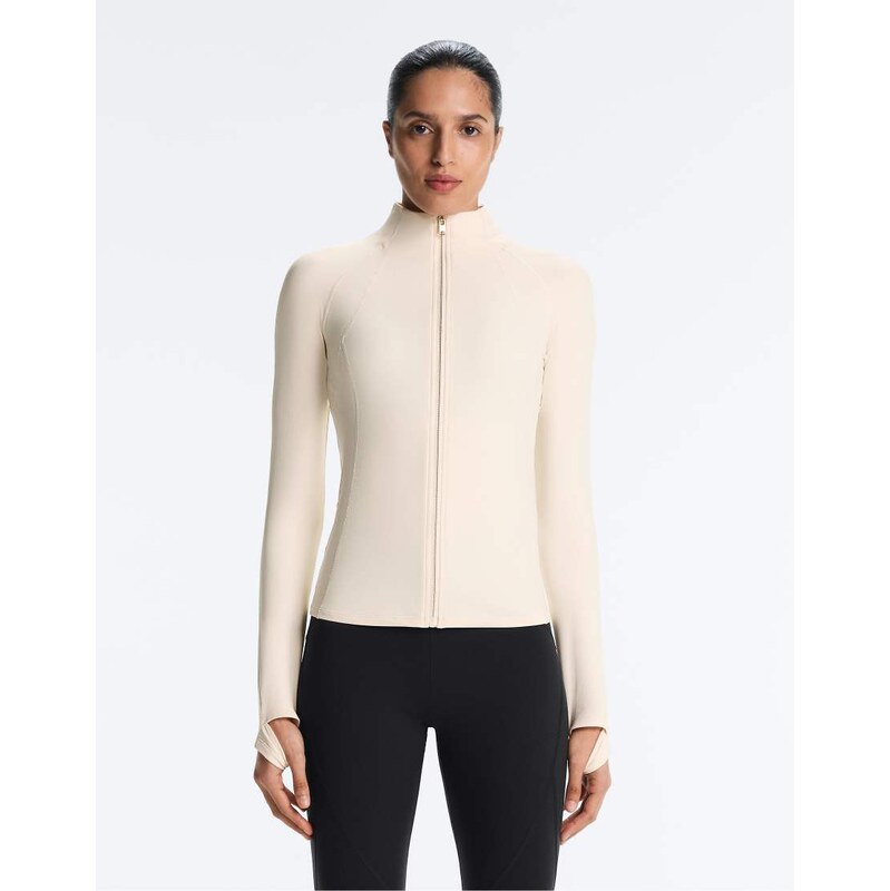 OYSHO Light warm technical jacket with seams in pale ecru-Neutral 114684144
