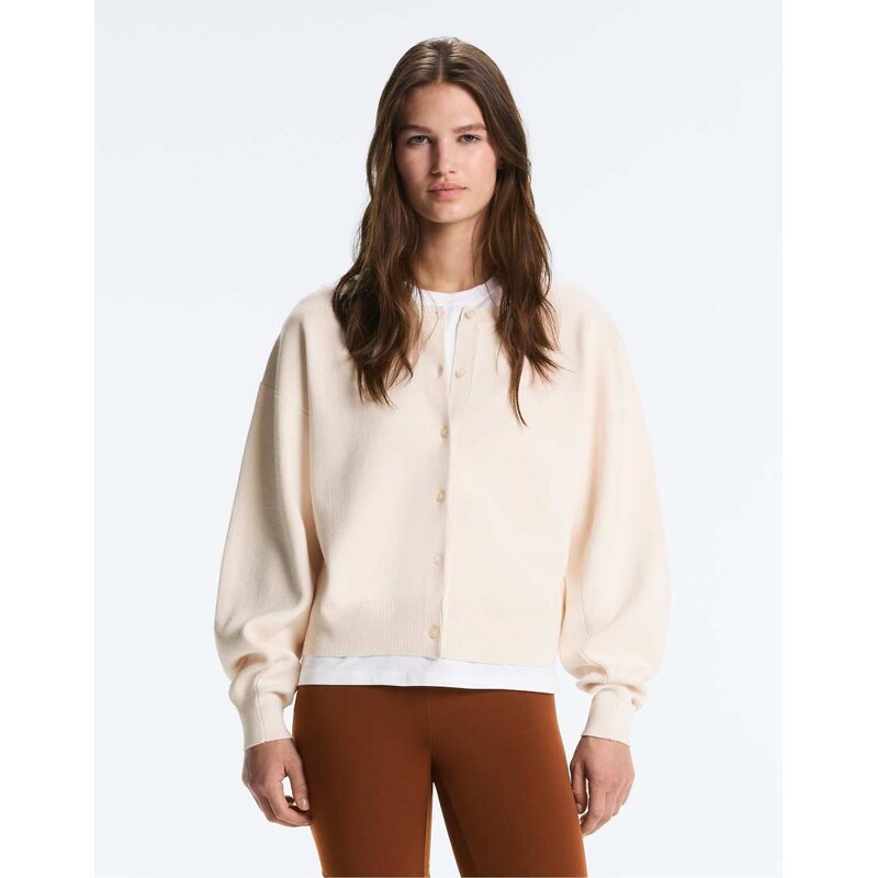 OYSHO Balloon sleeve knit cardigan in pale ecru-Neutral 114684152