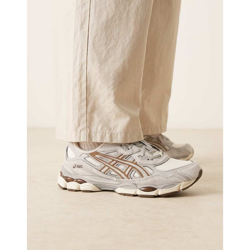 Asics Gel-NYC trainers in Cream/Cement Grey
