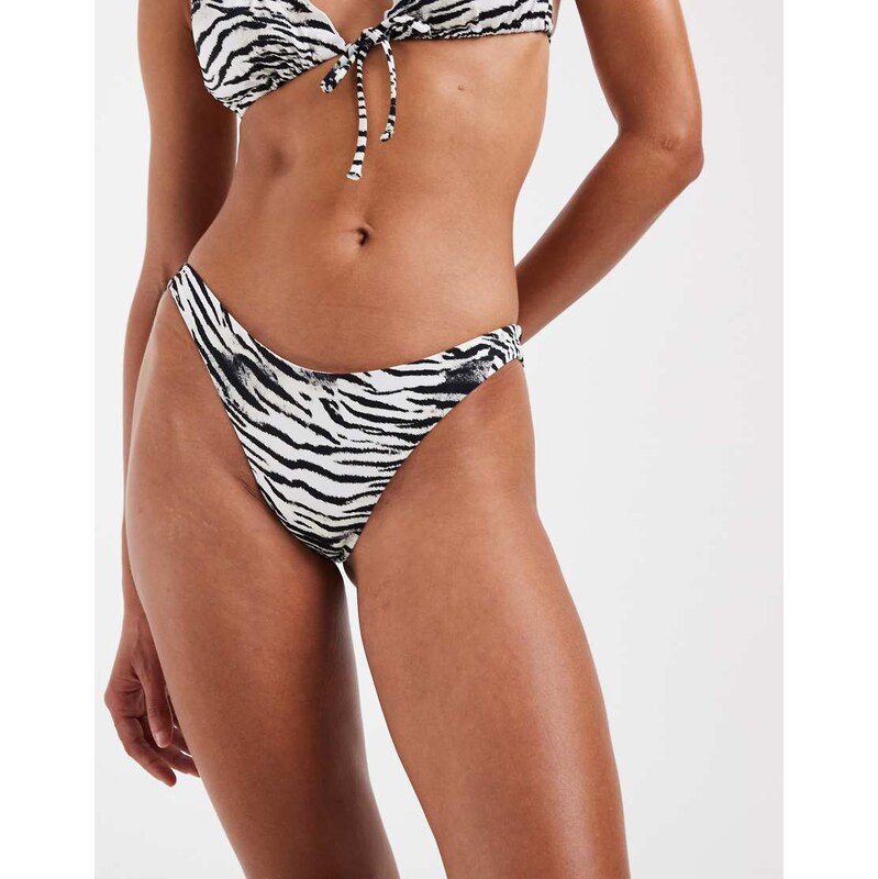 Vero Moda bikini brief in zebra print-White