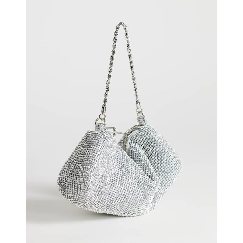 Topshop Ginny small diamante grab bag in silver