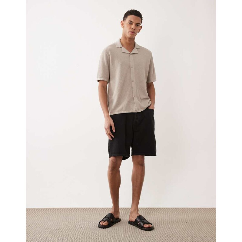 Jack & Jones Tony loose denim shorts in black