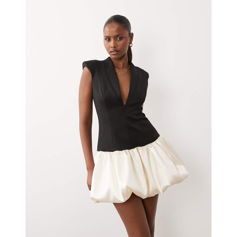 ASOS DESIGN tailored sculpted mini dress with satin bubble hem