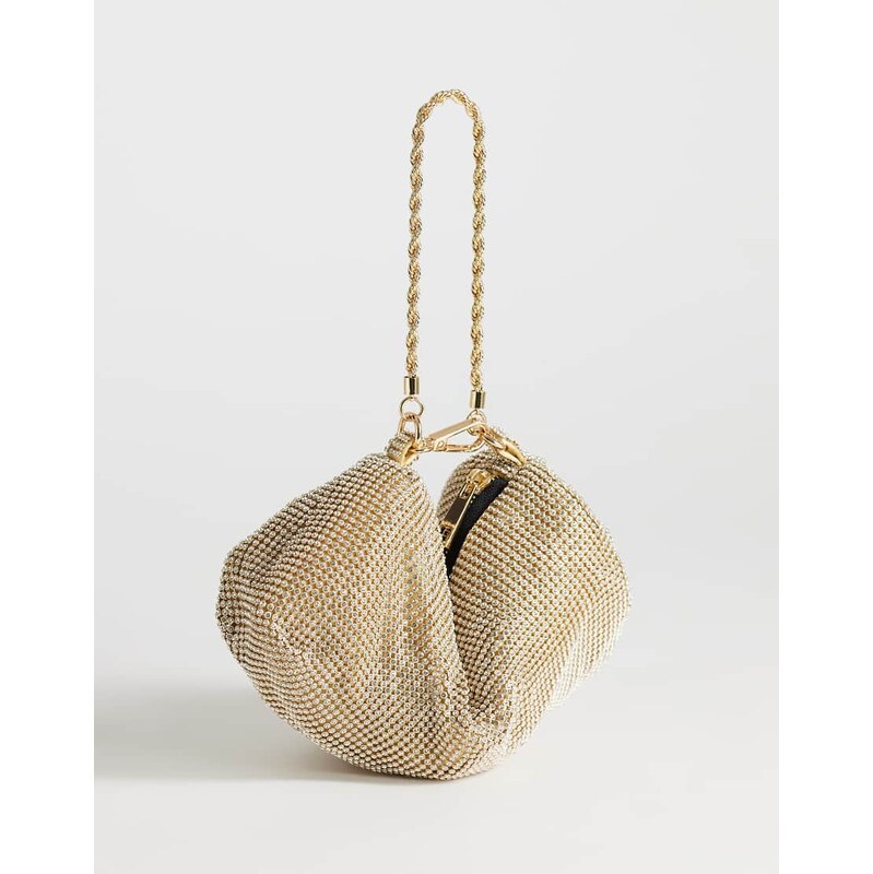 Topshop Ginny diamante grab bag in gold 115519812