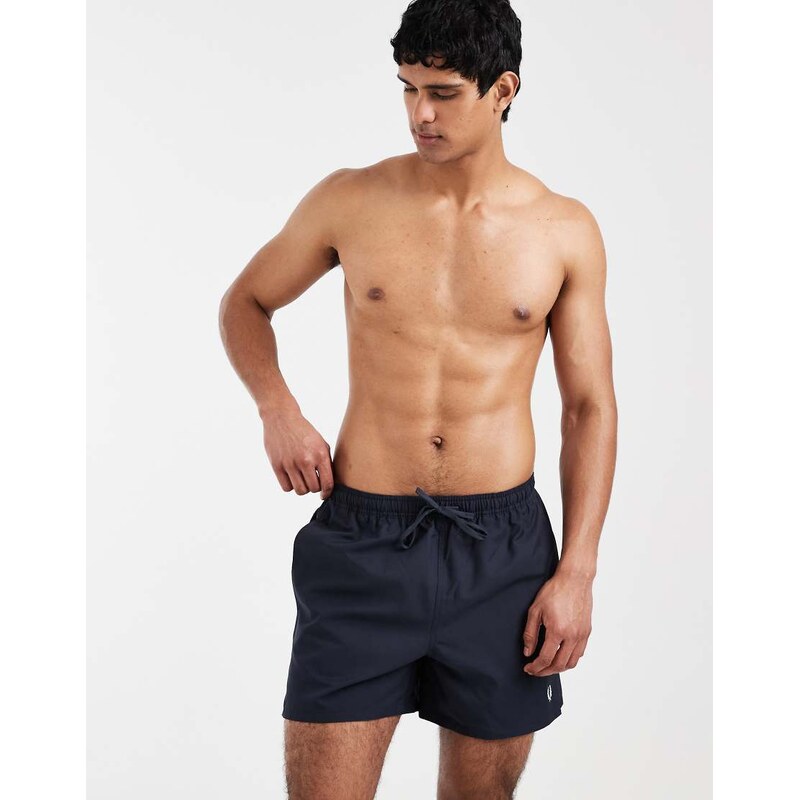 Fred Perry drawstring logo swim shorts in navy